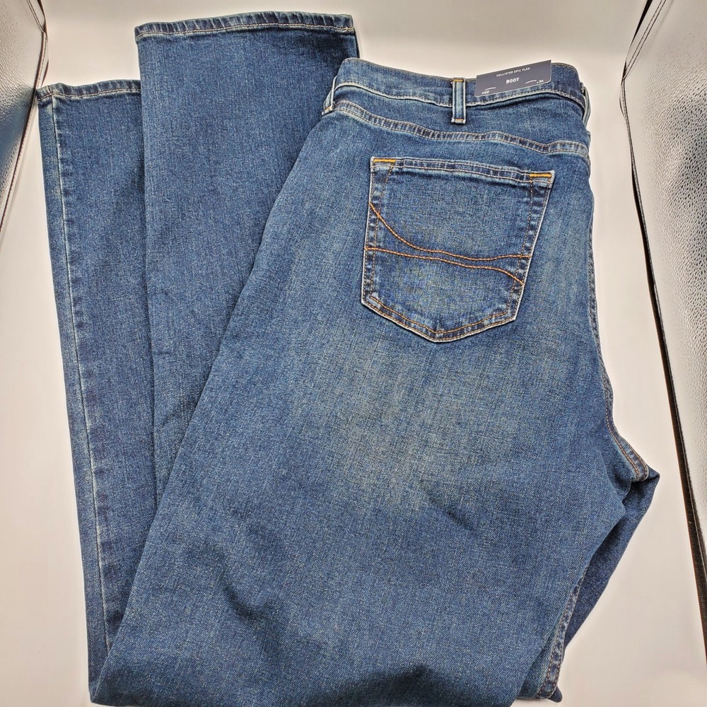 Hollister Epic‎ Flex Bootcut Jeans Mens 40x34 Medium Wash Blue Stretch Denim
